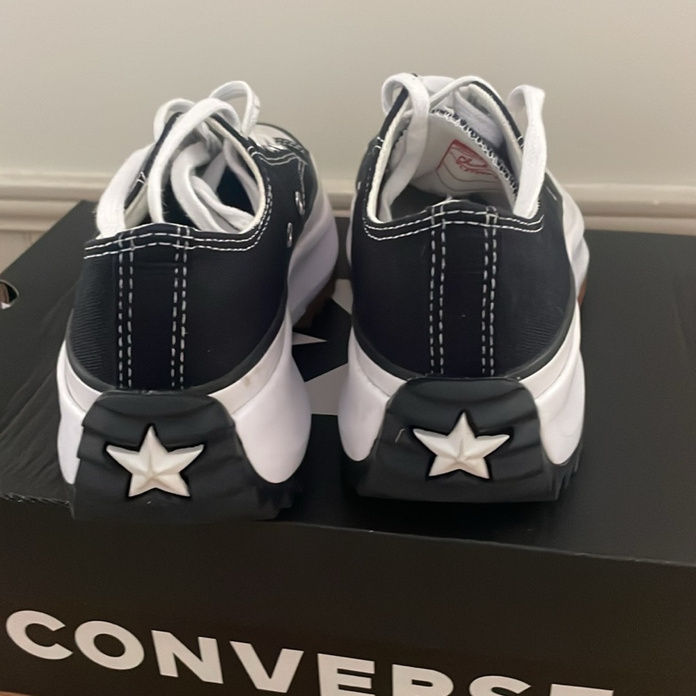 Converse Women's Black White Platform Run Star Hike Sneakers - Picture 3 of 5